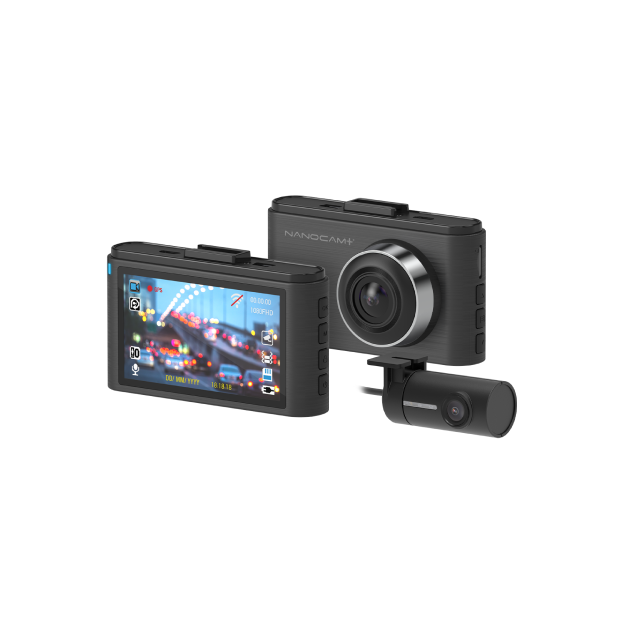 Full HD Front & Rear Dash Camera with 3.0″ IPS Screen + Wi-Fi – NanoCamPlus