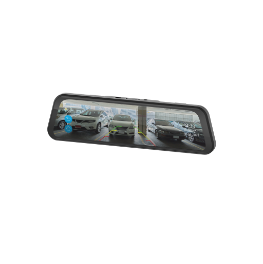 9.66" Touch Screen Rear DVR Mirror Monitor with Voice Control, ADAS, and 1080p Rear Camera